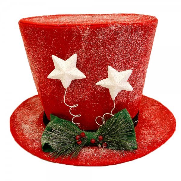 Χριστουγεννιάτικο Κρεμαστό Καπέλο, Κόκκινο με Λευκά Αστεράκια (40cm)